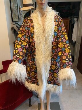 The Hippie Shake Penny Lane Embroidered Jacket with Faux-Fur Trim